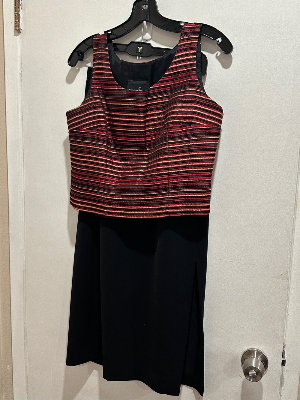 Positive Attitude Petites shimmery top and black suit set